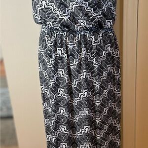 No Boundaries Black and White Geometric Maxi Dress